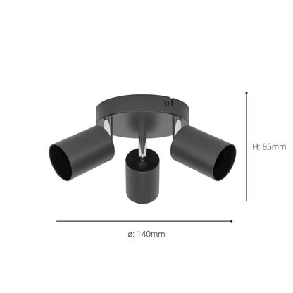 Reciso-e 3-Light Black Spot Plate Light
