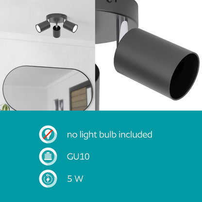 Reciso-e 3-Light Black Spot Plate Light