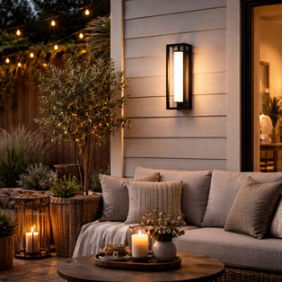 Chaplin LED IP44 Medium Black Wall Light