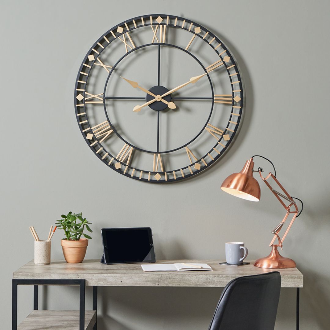 Skeleton Round Bronze Wall Clock