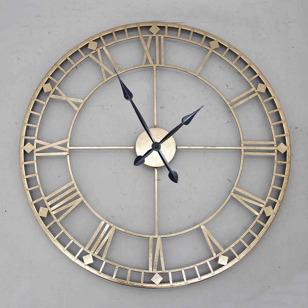 Round Wall Clock Antique Gold