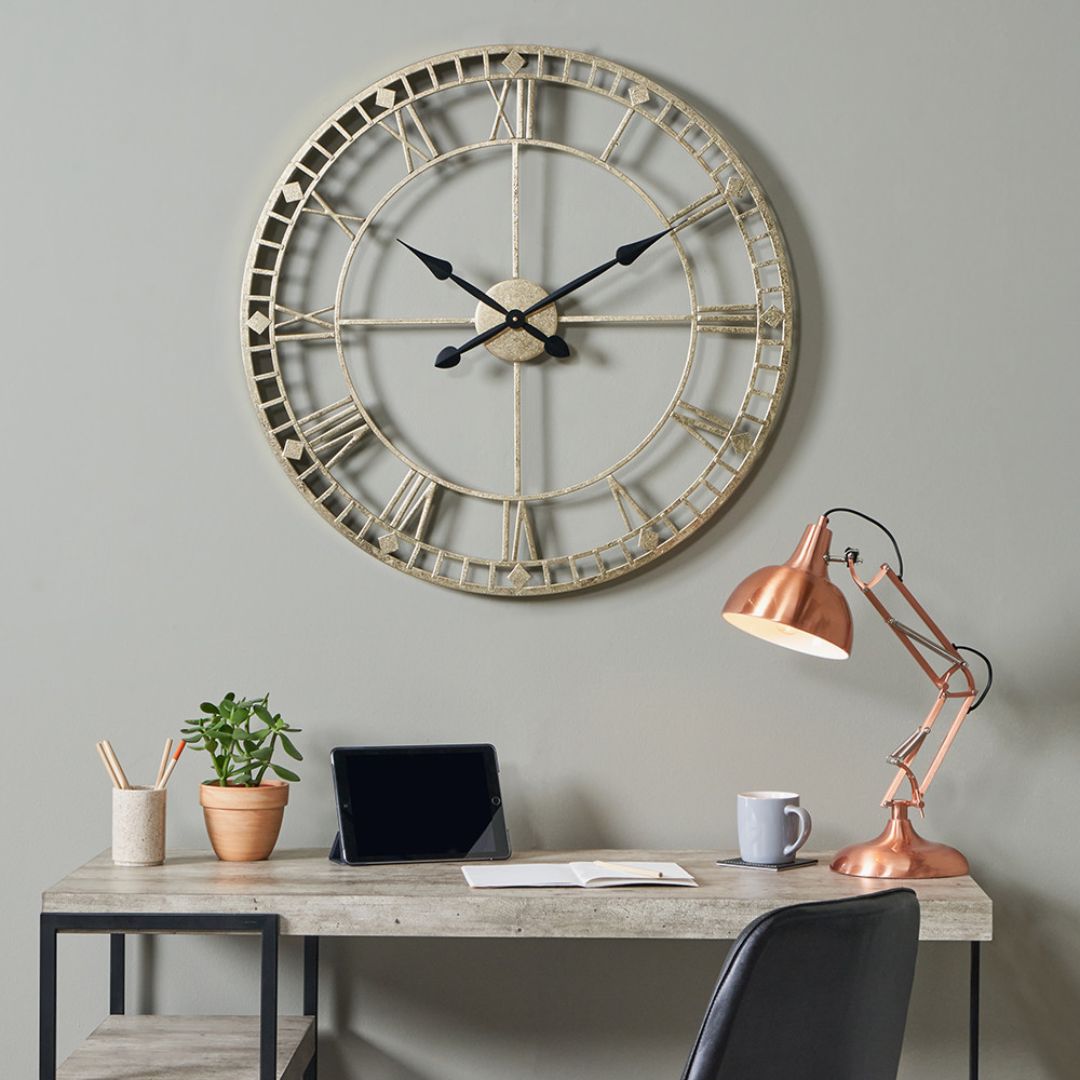 Round Wall Clock Antique Gold