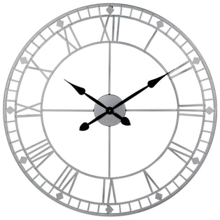 Skeleton Round Antique Silver Wall Clock
