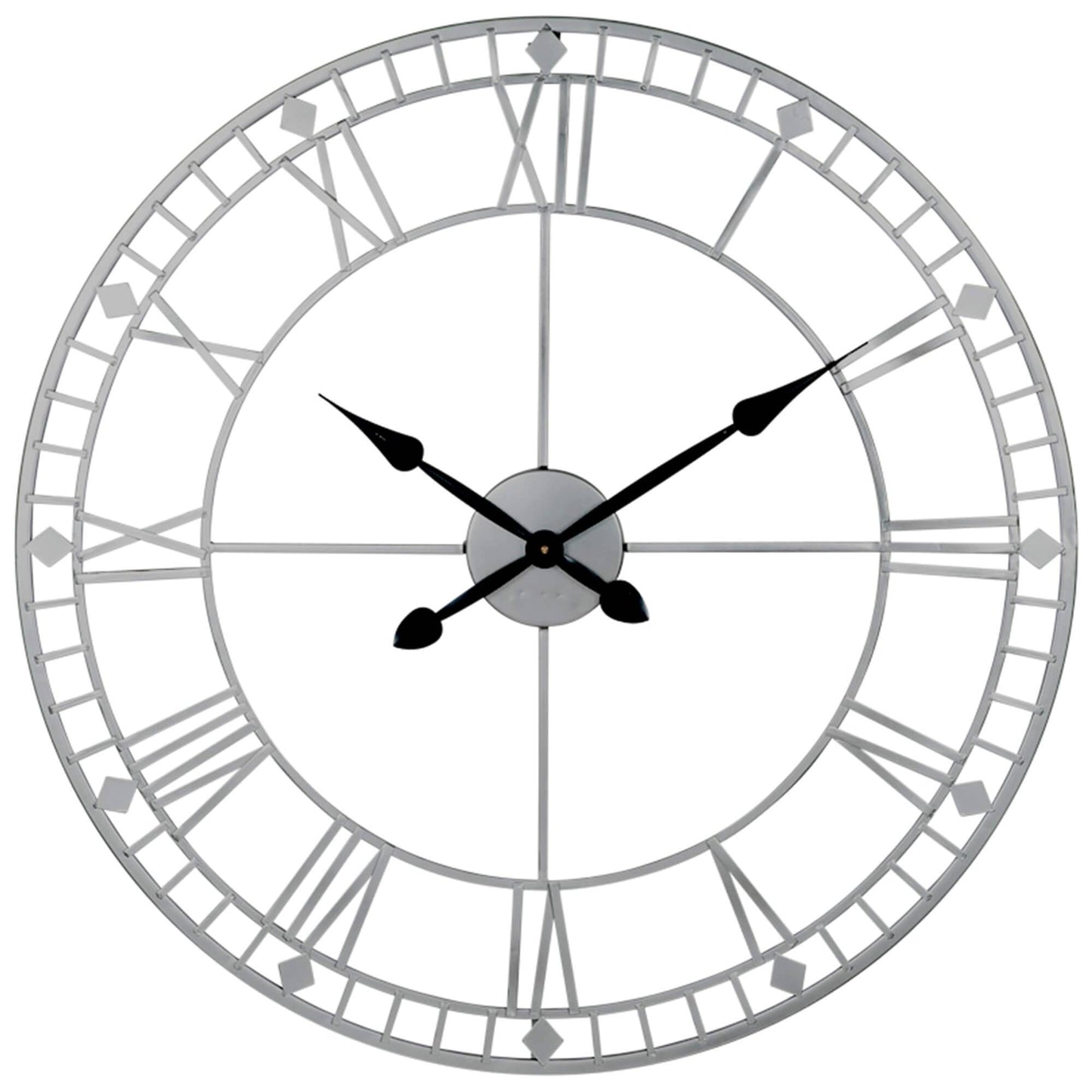 Skeleton Round Antique Silver Wall Clock
