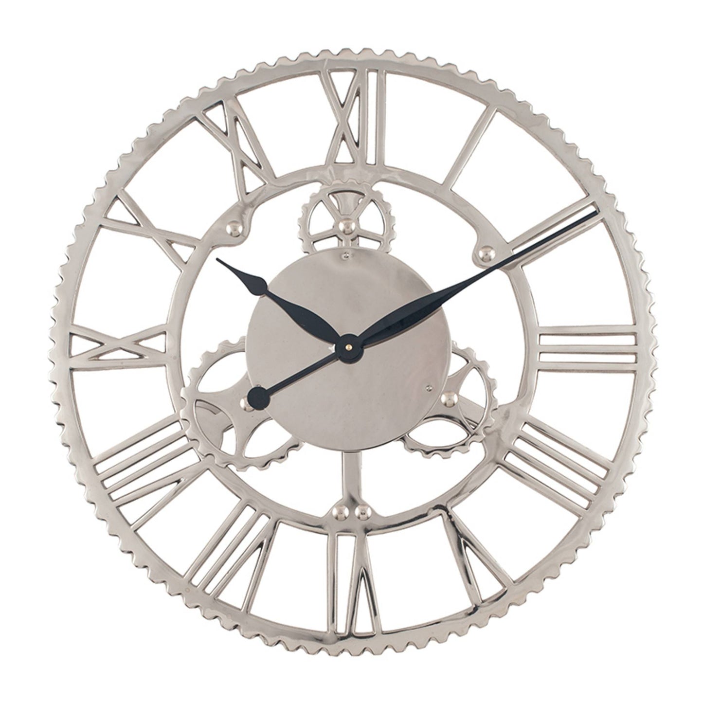 Cog Design Round Wall Clock Nickel