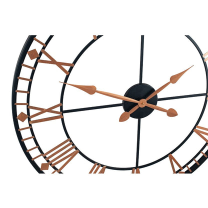 Round Black & Rose Gold Metal Wall Clock