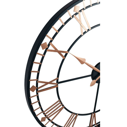 Round Black & Rose Gold Metal Wall Clock