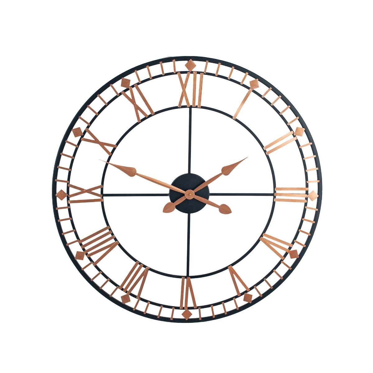 Round Black & Rose Gold Metal Wall Clock