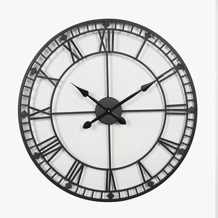 Skeleton Round Black Wall Clock