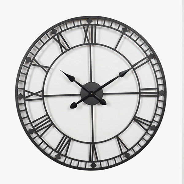 Skeleton Round Black Wall Clock