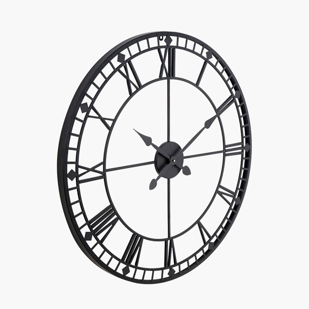 Skeleton Round Black Wall Clock