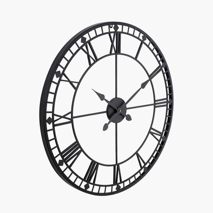Skeleton Round Black Wall Clock