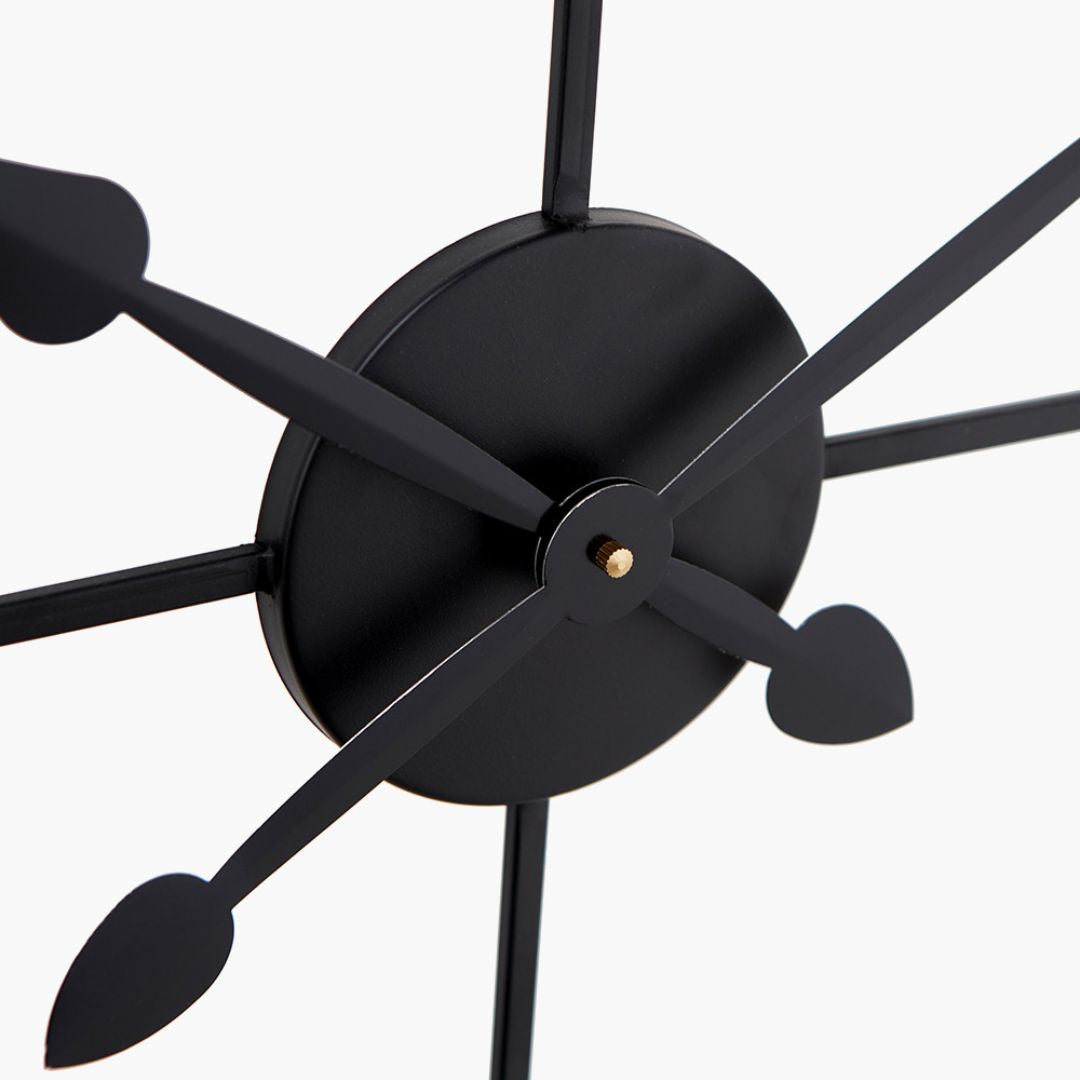 Skeleton Round Black Wall Clock