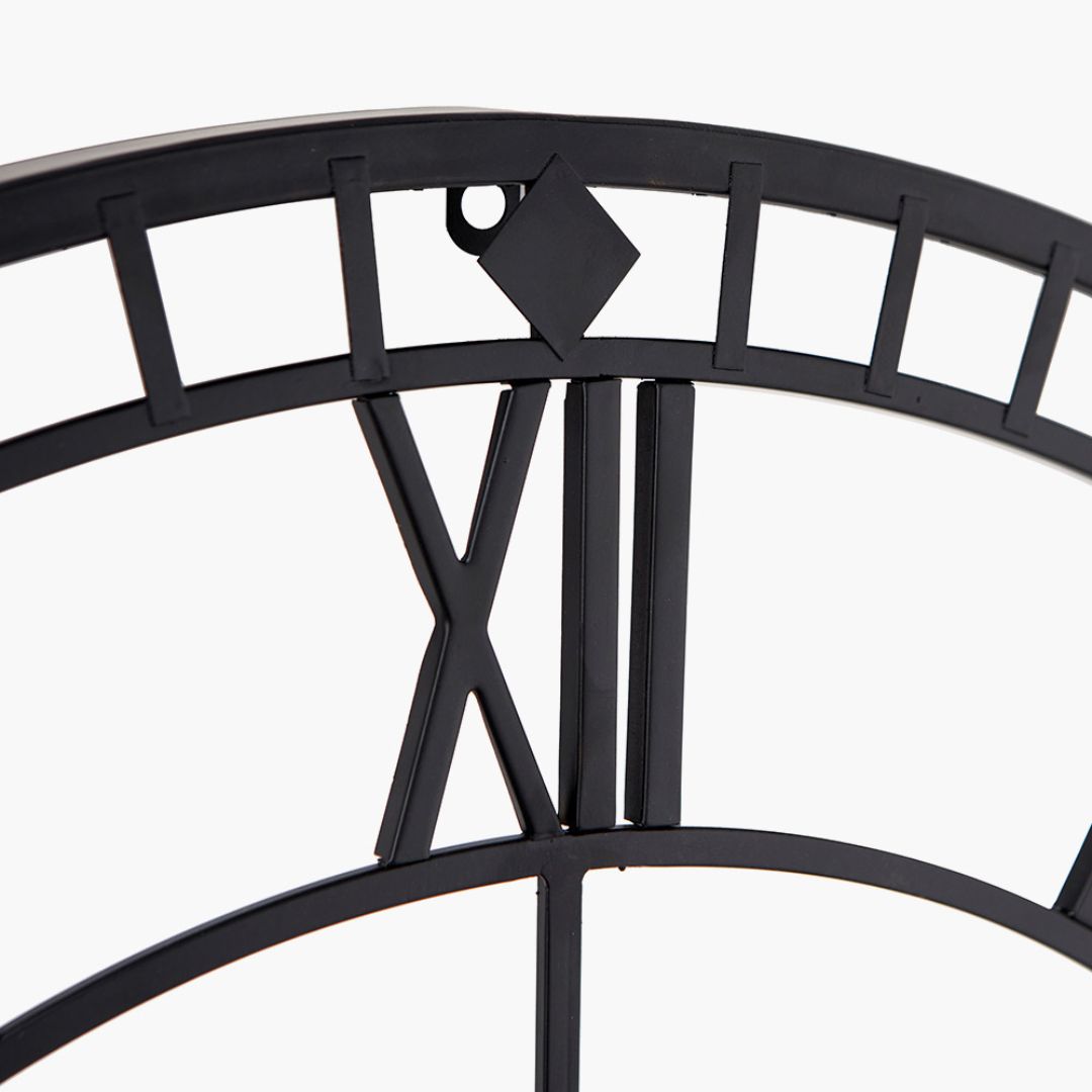 Skeleton Round Black Wall Clock