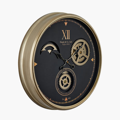 Cogs Industrial Wall Clock Black