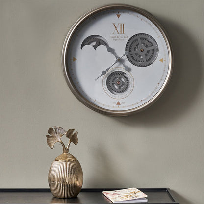 Cogs Industrial wall Clock White