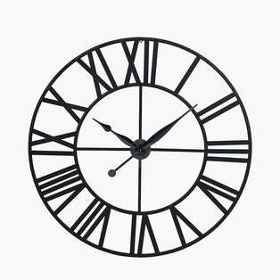 Round Large Black Metal Wall Clock