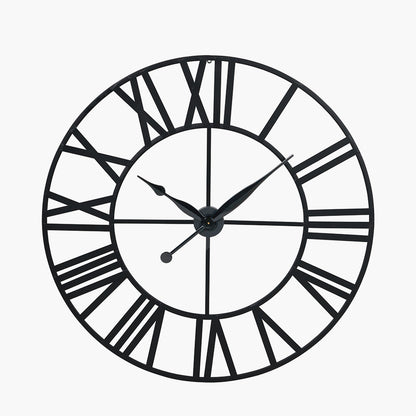 Round Large Black Metal Wall Clock