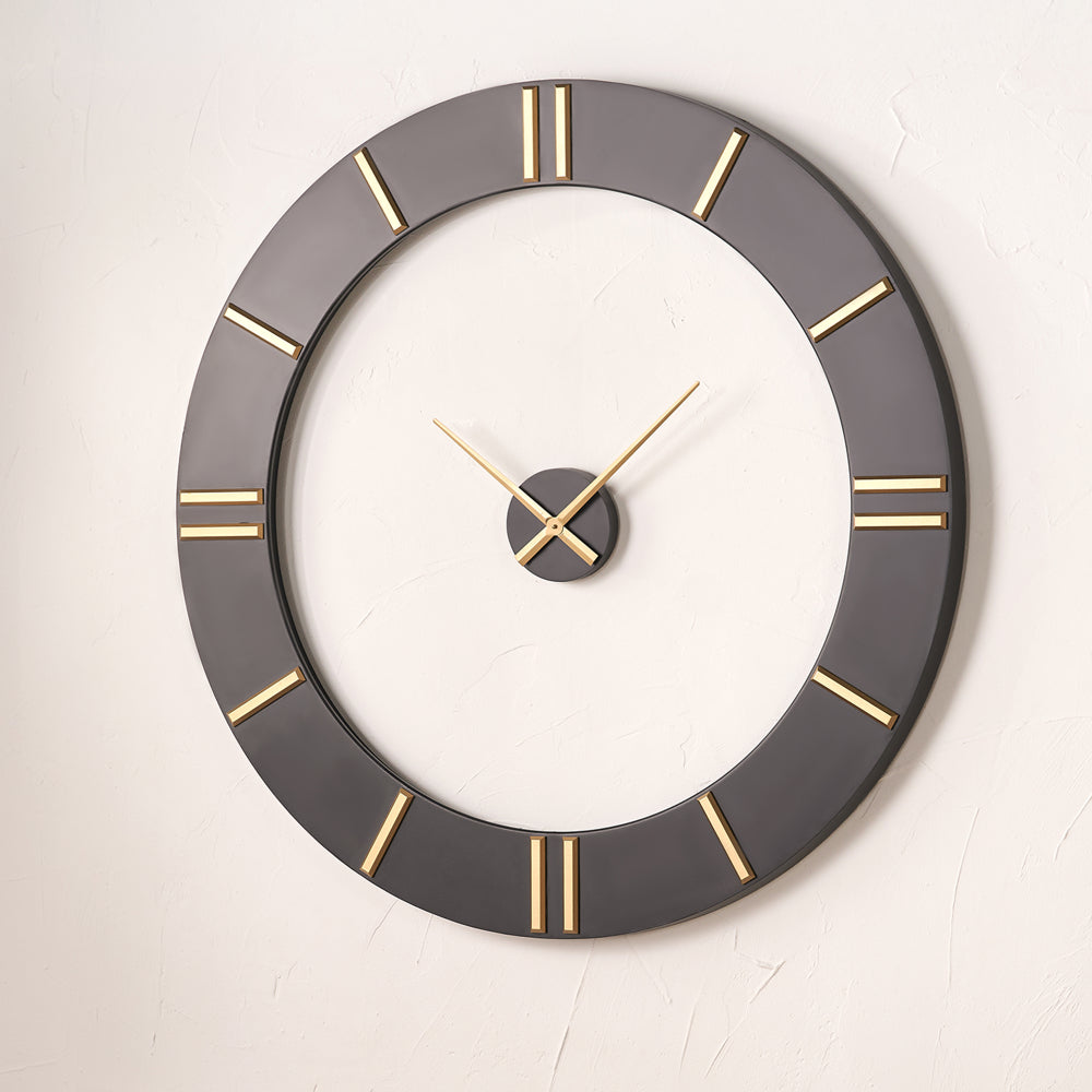 Open Black and Gold Wall Clock