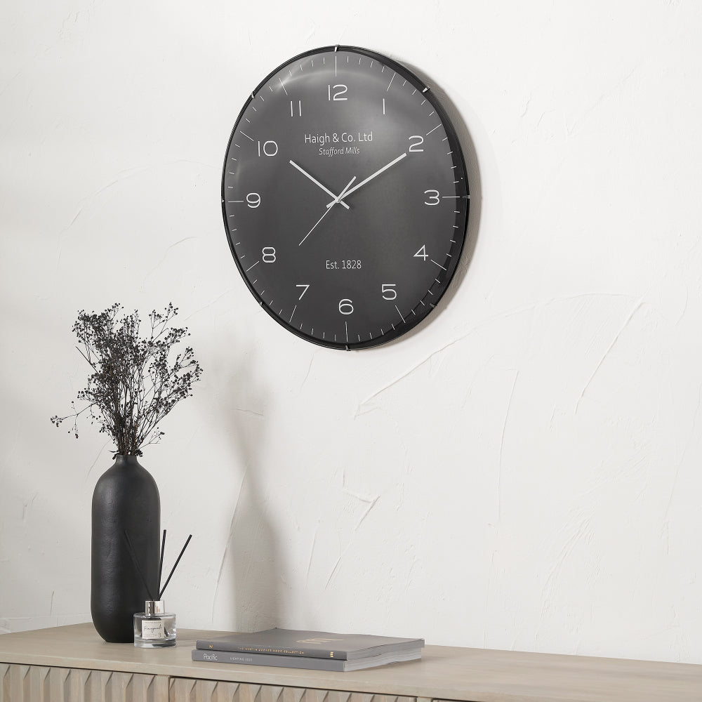 Black and Silver Dome Glass Wall Clock