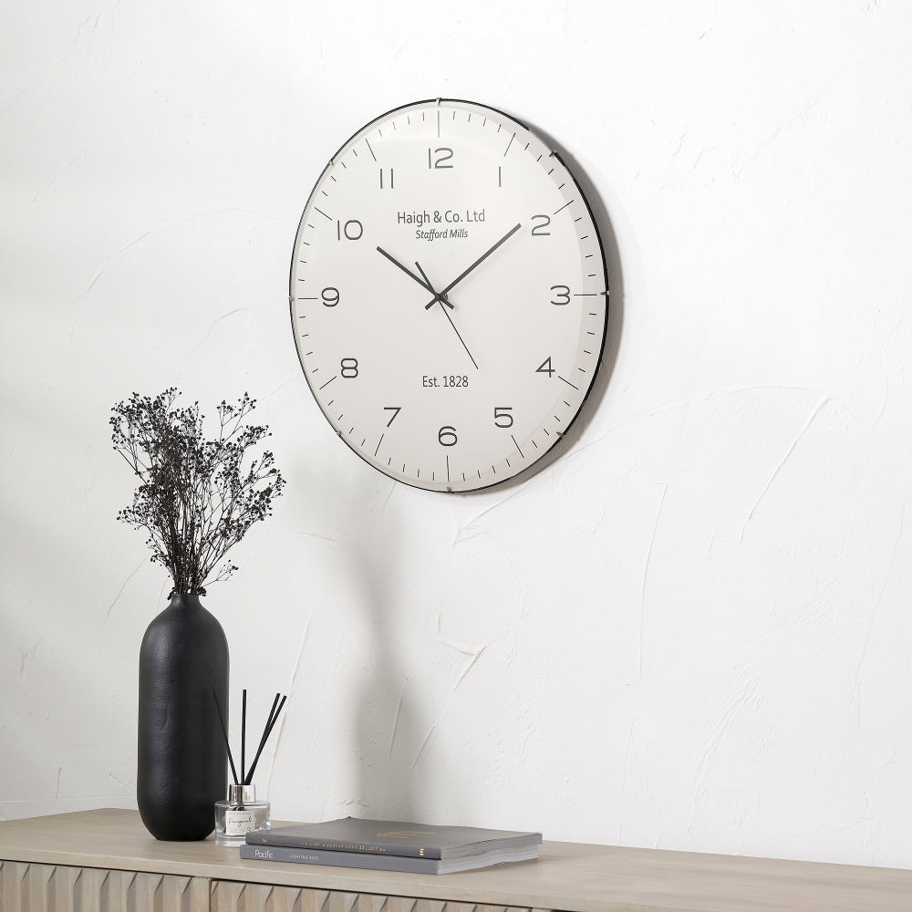Cream and Black Dome Glass Wall Clock – Pagazzi