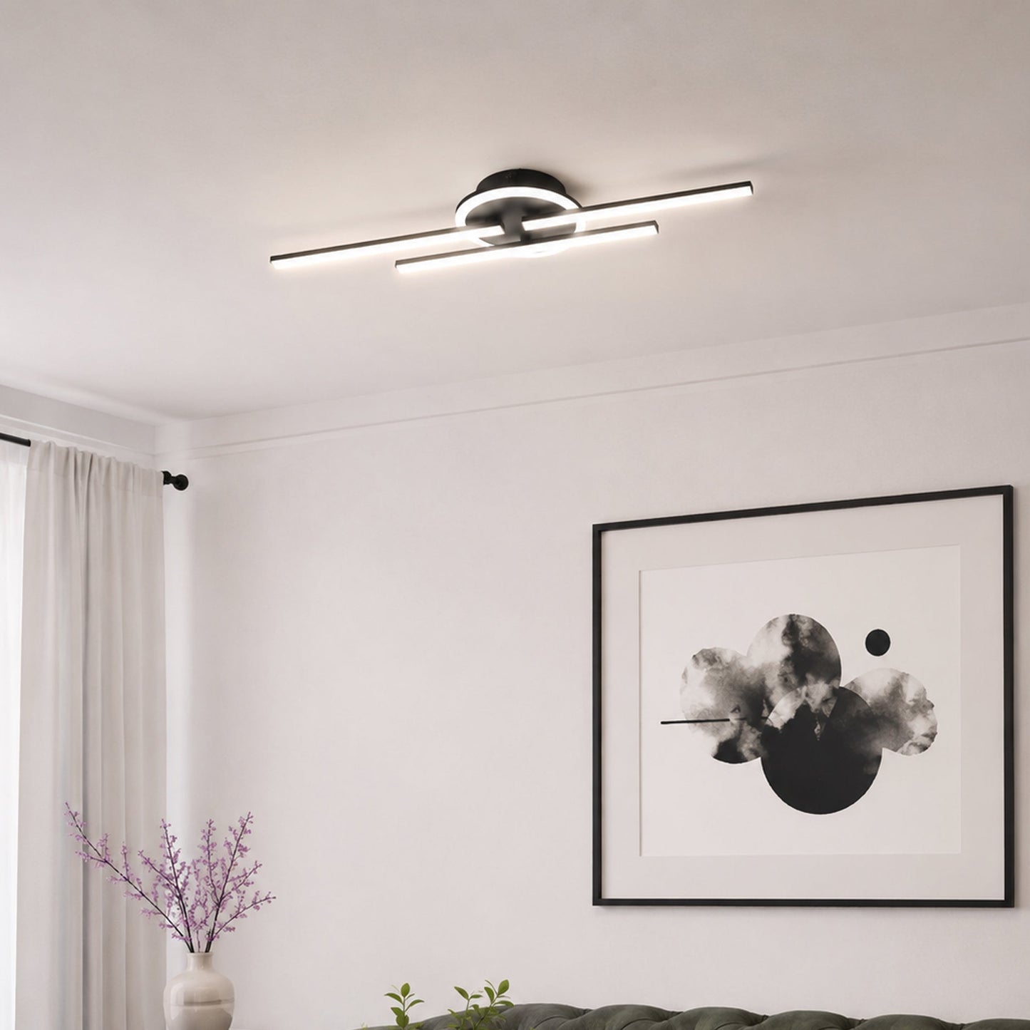 Vascella Black LED Semi-Flush Ceiling Light Small