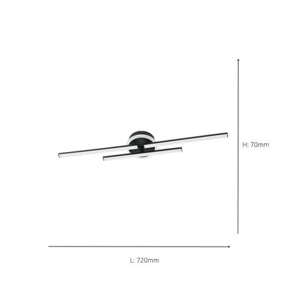 Vascella Black LED Semi-Flush Ceiling Light Small