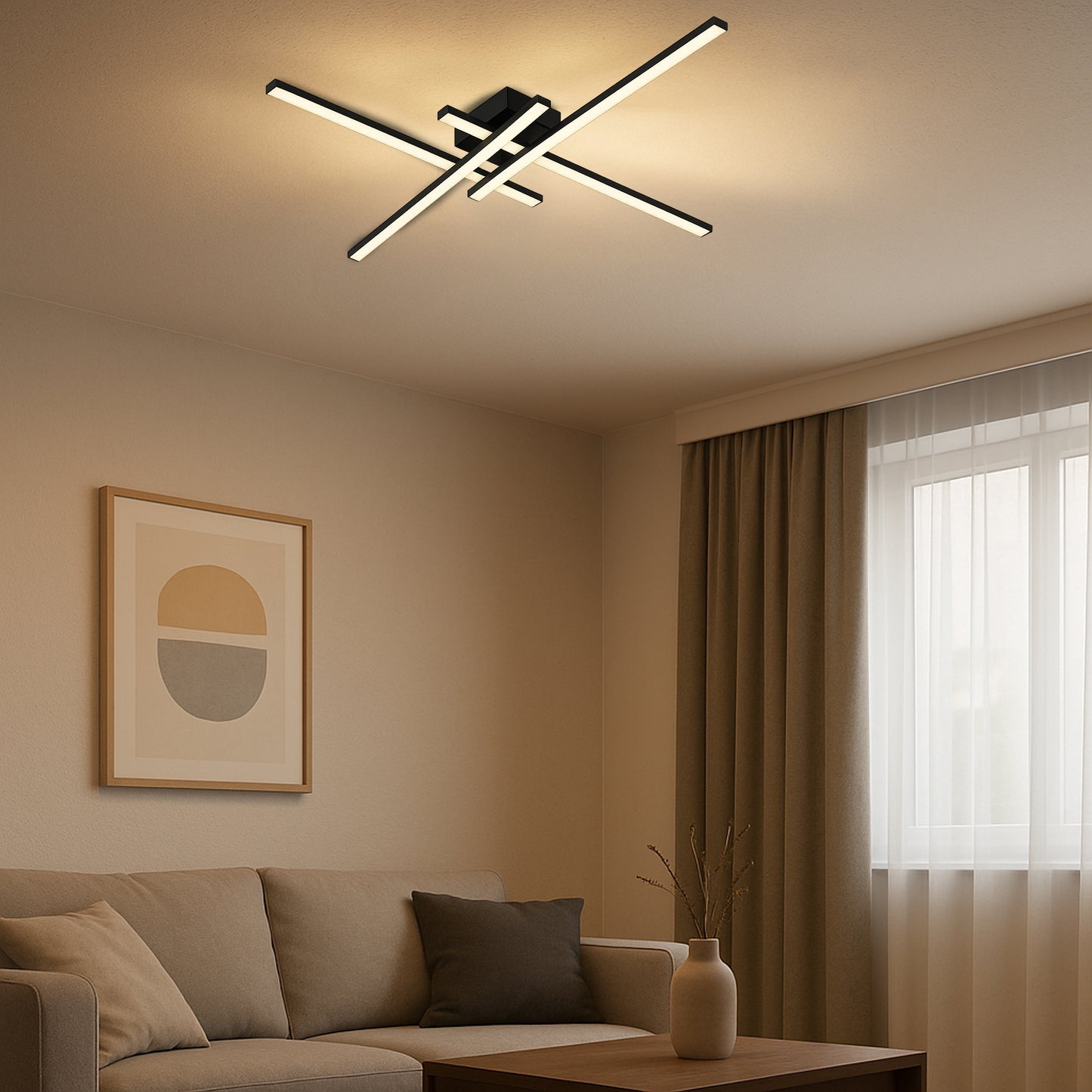Vascella Black LED Semi-Flush Ceiling Light Large