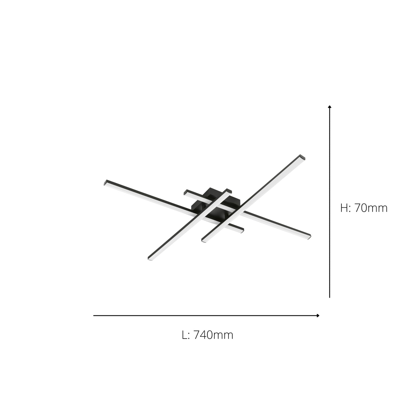 Vascella Black LED Semi-Flush Ceiling Light Large