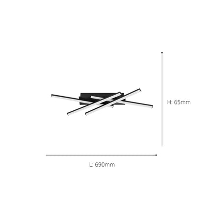 Vascella Black LED Semi-Flush Ceiling Light Medium