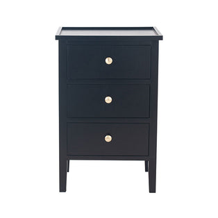 Chelmsford Satin Black 3 Drawer Bedside Unit