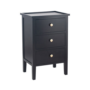 Chelmsford Satin Black 3 Drawer Bedside Unit
