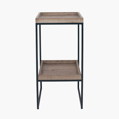 Gallery Wood Veneer & Black Metal Side Table