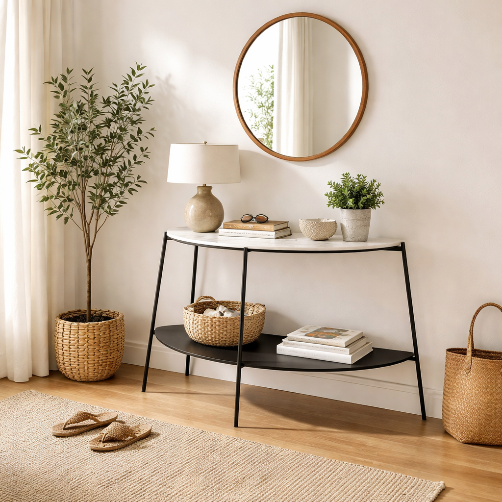 Marchello White & Black Console Table