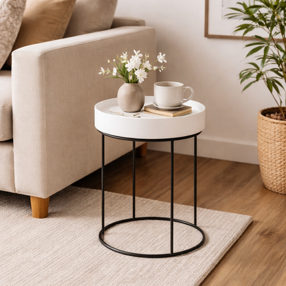 Hugo White End Storage Table