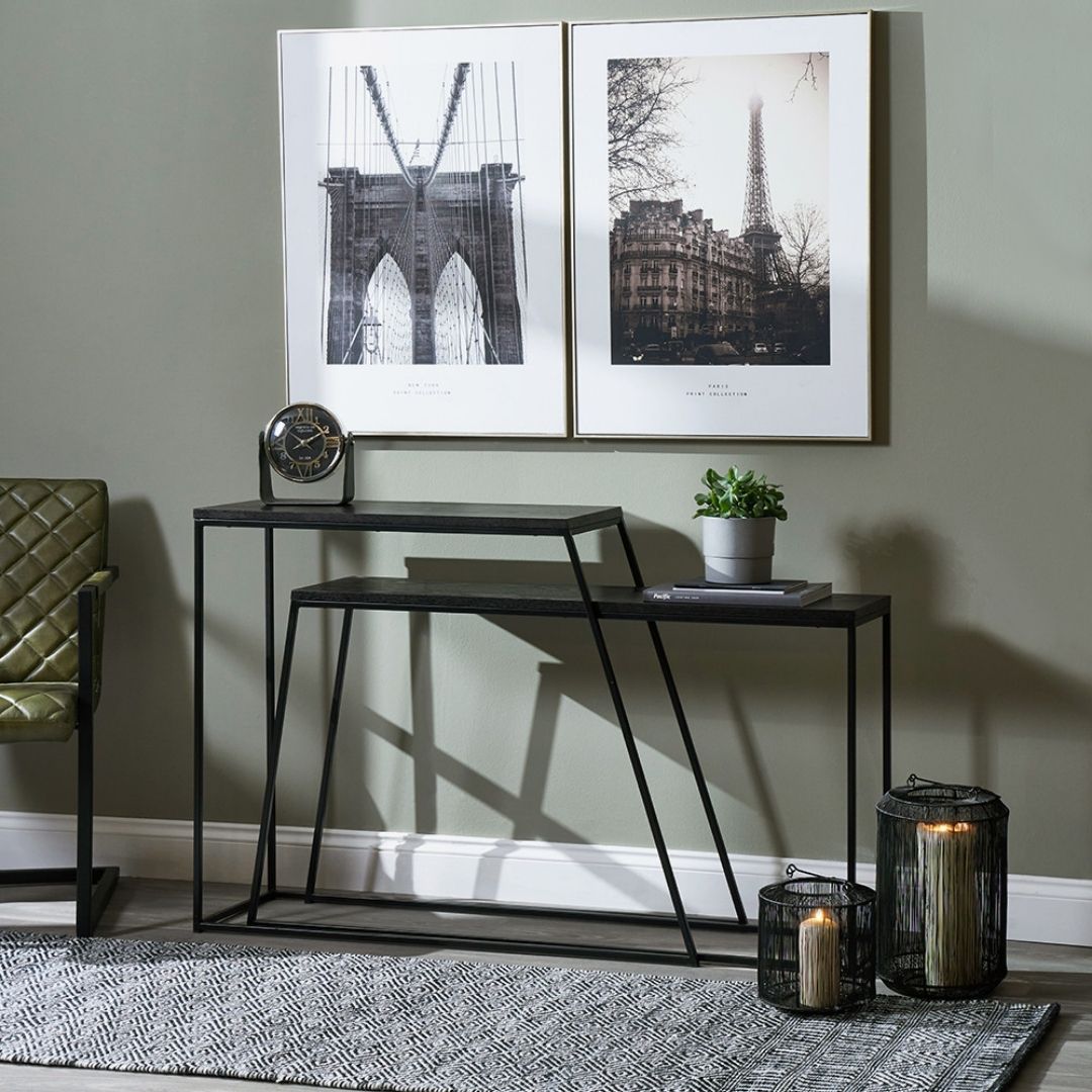 Mashiko Black Ash Veneer Duo Console Tables