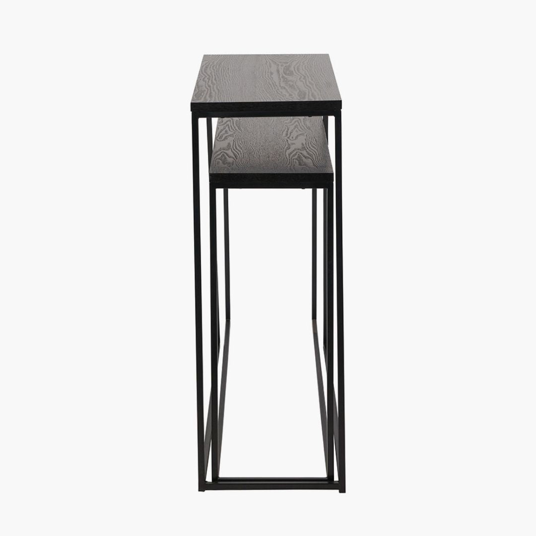 Mashiko Black Ash Veneer Duo Console Tables