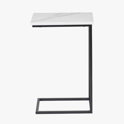 Soho White Marble and Black Metal Side Table