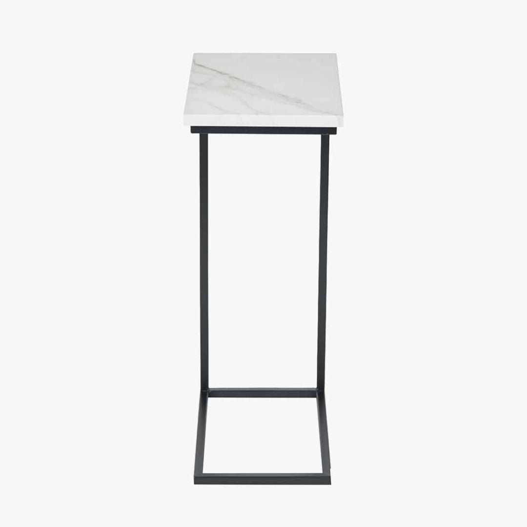 Soho White Marble and Black Metal Side Table