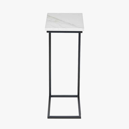 Soho White Marble and Black Metal Side Table