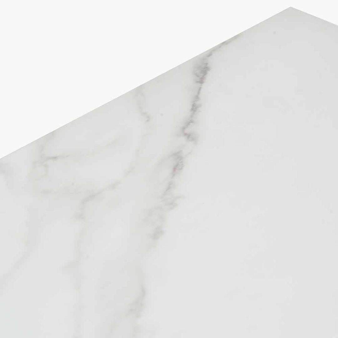 Soho White Marble and Black Metal Side Table