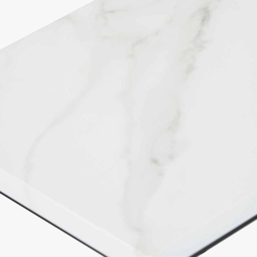Soho White Marble and Black Metal Side Table