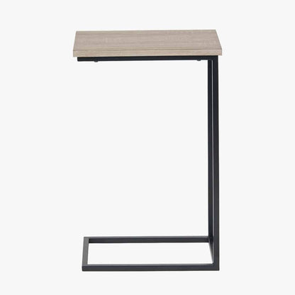 Soho Natural Oak and Black Metal Side Table