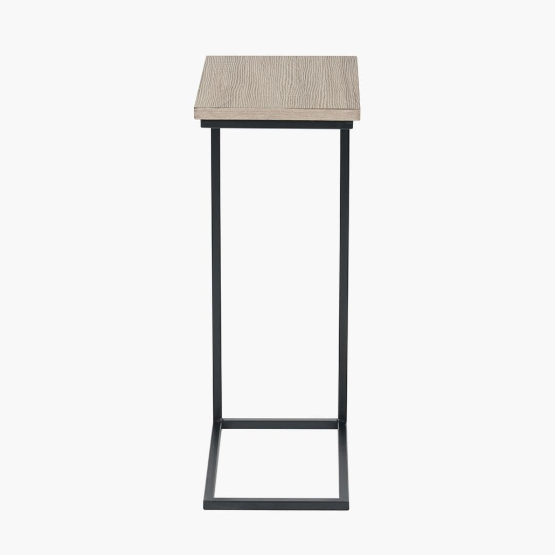 Soho Natural Oak and Black Metal Side Table