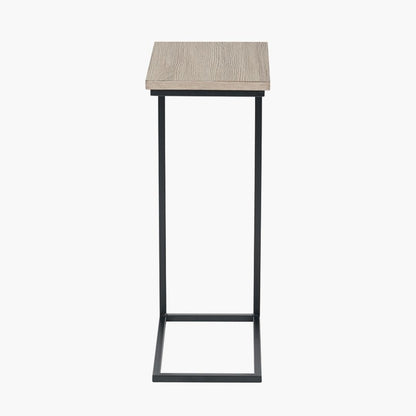 Soho Natural Oak and Black Metal Side Table
