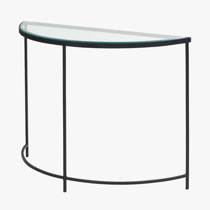 Marazzi Black & Glass Half Moon Console Table