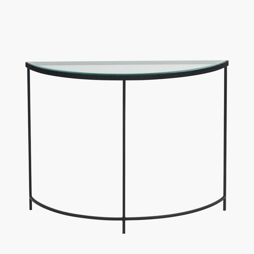 Marazzi Black & Glass Half Moon Console Table