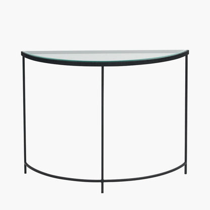 Marazzi Black & Glass Half Moon Console Table