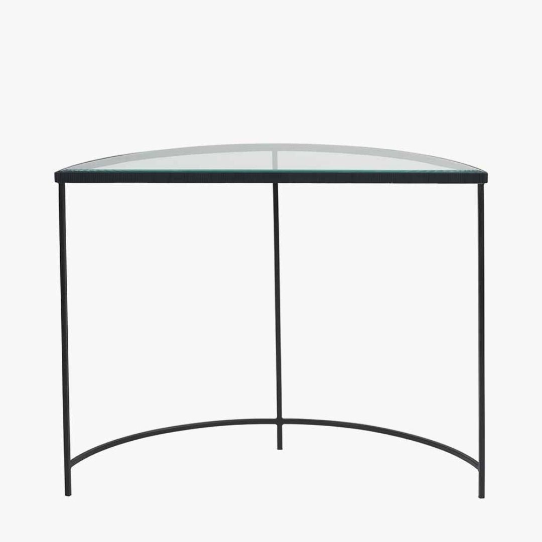 Marazzi Black & Glass Half Moon Console Table