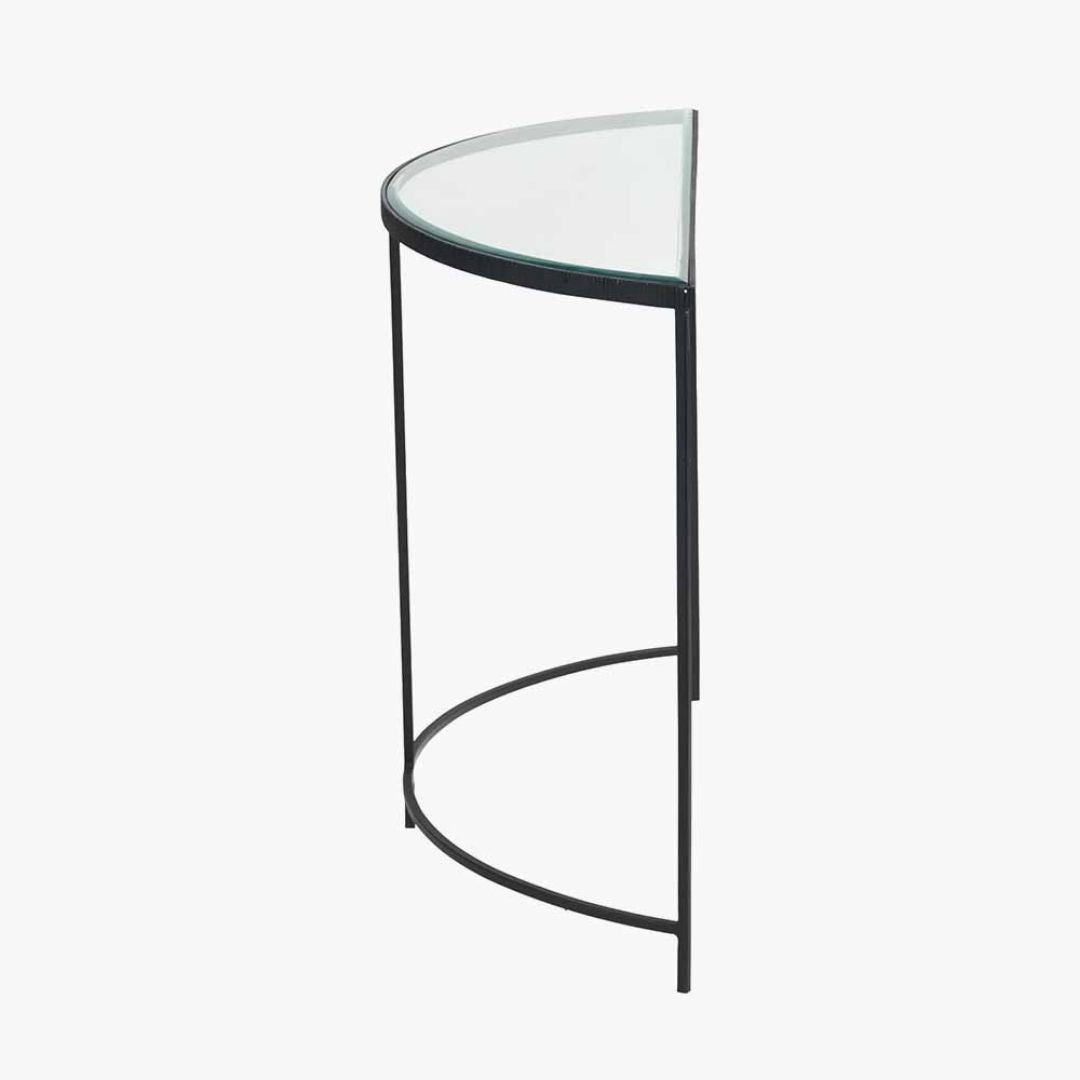 Marazzi Black & Glass Half Moon Console Table
